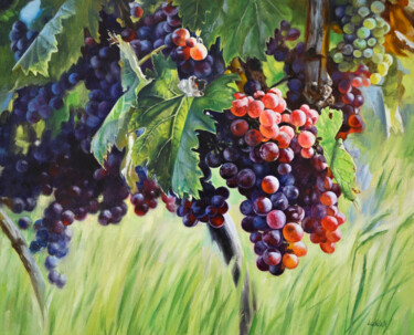 Montenegrian grapes Peinture intitulée "Montenegrian grapes" par Lukian, Œuvre d'art originale, Huile