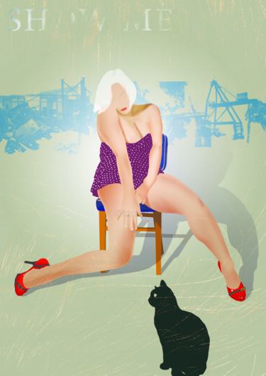 数字艺术 标题为“Urban Pin-up” 由Luciano Battaglia, 原创艺术品, 数字油画