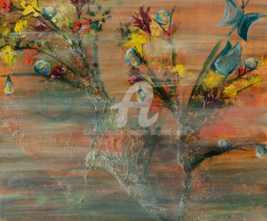 Painting titled "Butterfly" by Françoise Dugourd-Caput, Original Artwork, Acrylic Mounted on Wood Stretcher frame