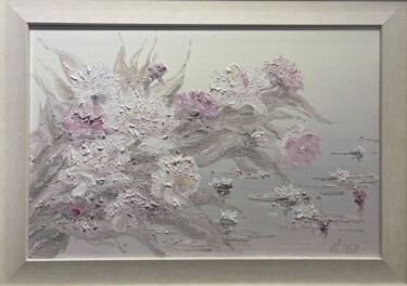 Schilderij getiteld "Peonies" door Ivan Pilipenko, Origineel Kunstwerk, Olie Gemonteerd op Frame voor houten brancard