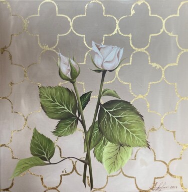 绘画 标题为““Two white flowers”” 由Anastasia Dieieva, 原创艺术品, 油