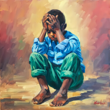 The barefoot boy, Masterpiece, Original painting Painting titled "The barefoot boy, M…" by Jafeth Moiane, Original Artwork, Acrylic