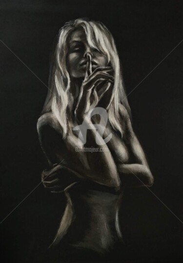 Black and Silver series Woman Portrait Secret 绘画 标题为“Black and Silver se…” 由Anastasia Akunina, 原创艺术品, 丙烯