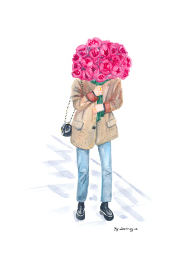 Blazer Place Concorde and Peonies Malarstwo zatytułowany „Blazer Place Concor…” autorstwa Audrey Dostes, Oryginalna praca, Akwarela