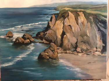 Peinture intitulée "la falaise" par Catherine Maze, Œuvre d'art originale, Huile Monté sur Châssis en bois