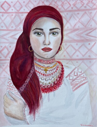 Watercolour painting portraits of young Ukranian woman Peinture intitulée "Watercolour paintin…" par Viktoriia Kyrylenko, Œuvre d'art originale, Aquarelle