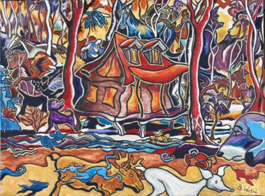 Peinture intitulée "Entre ombres et cré…" par Barbara Watel, Œuvre d'art originale, Huile Monté sur Châssis en bois