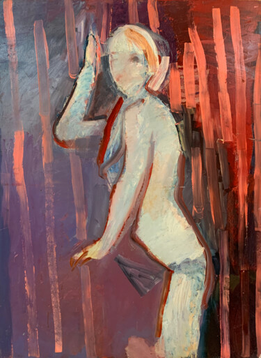 Painting titled "Lily" by Marianna Golembiovska, Original Artwork, Oil Mounted on Wood Stretcher frame