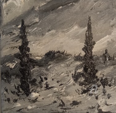 Painting titled "Le Mézenc sous la n…" by Roberto Urbano, Original Artwork, Acrylic Mounted on Wood Stretcher frame