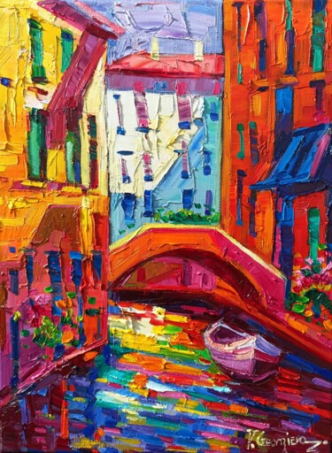 One day in Venice 2 绘画 标题为“One day in Venice 2” 由Vanya Georgieva, 原创艺术品, 油 安装在木质担架架上
