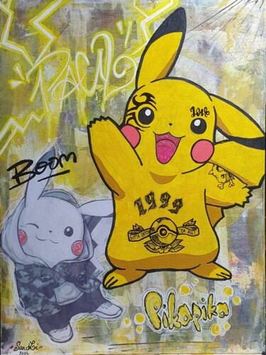 绘画 标题为“P-ink-achu” 由Sandrine Neuville, 原创艺术品, 丙烯