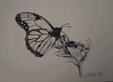 「Monarque」というタイトルの描画 Laurence Dufourによって, オリジナルのアートワーク, ジェルペン