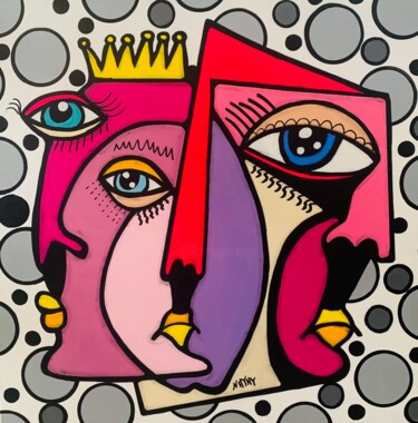 TRINITÉ BUBBLE Peinture intitulée "TRINITÉ BUBBLE" par Nathy, Œuvre d'art originale, Acrylique