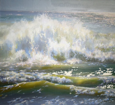 Waves 3 Peinture intitulée "Waves 3" par Arija Paikule, Œuvre d'art originale, Huile Monté sur Panneau de bois