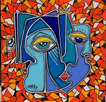 TRINITÉ MOSAICA Peinture intitulée "TRINITÉ MOSAICA" par Nathy, Œuvre d'art originale, Acrylique