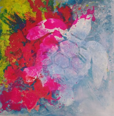 Painting titled "tortue de la Martin…" by Xuélie.S, Original Artwork, Acrylic Mounted on Wood Stretcher frame