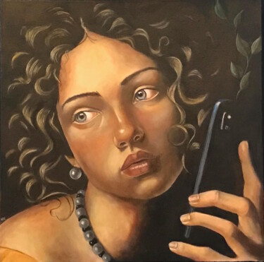 Peinture intitulée "La jeune fille au p…" par Nikou, Œuvre d'art originale, Acrylique