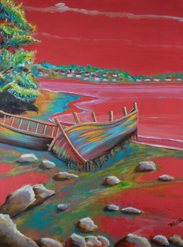 Painting titled "berder" by Jean Bernard Blaise, Original Artwork, Acrylic Mounted on Wood Stretcher frame