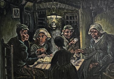 "Os comedores de bat…" başlıklı Tablo A.Magalhães tarafından, Orijinal sanat, Petrol artwork_cat. üzerine monte edilmiş