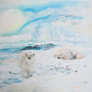 Painting titled "Polaires" by Navema, Original Artwork, Acrylic Mounted on Wood Stretcher frame
