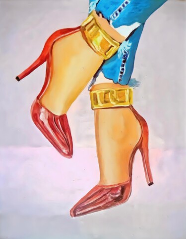 Pittura intitolato "model" da Freddy Cerna, Opera d'arte originale, Olio Montato su Metallo