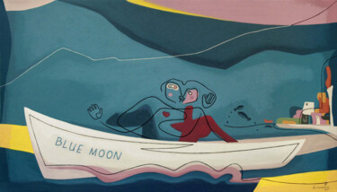 绘画 标题为“BLUE MOON” 由Bernard Simunovic, 原创艺术品, 丙烯