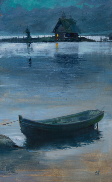 Pintura intitulada "Белая ночь на белом…" por Andrei Iakovlev, Obras de arte originais, Óleo