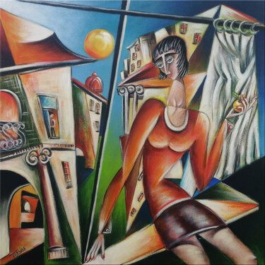 Pittura intitolato "Woman Chillout #M230" da Thomas Lange, Opera d'arte originale, Olio Montato su Telaio per barella in leg…