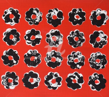 Black and White against Red / "Flower Power" 제목이 "Black and White aga…"인 미술작품 Małgorzata Wartołowicz (Margot Sophie)로, 원작, 아크릴