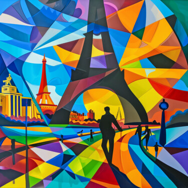 "Les ombres à Paris" başlıklı Dijital Sanat Tthomopoulos tarafından, Orijinal sanat, AI tarafından oluşturulan görüntü