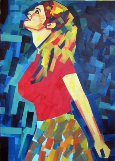 Painting titled "Making 50's from her" by Piotr Kachny, Original Artwork, Oil