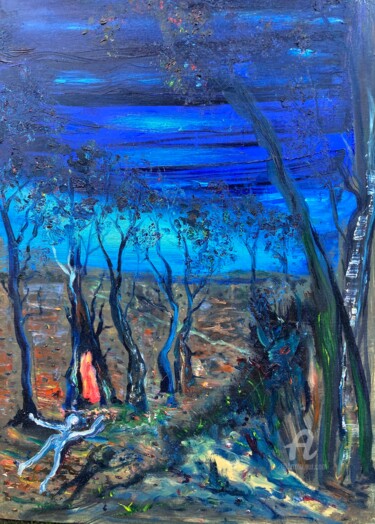 제목이 "Forest flight"인 미술작품 Steve Phillips로, 원작, 기름