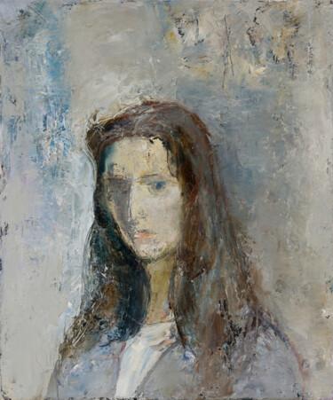 Painting titled "Winter" by Zakhar Shevchuk, Original Artwork, Oil Mounted on Wood Stretcher frame
