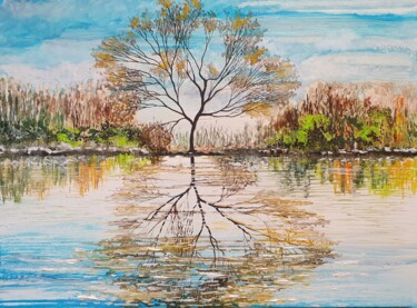 Peinture intitulée "Inondation" par Jean-Philippe Guffroy, Œuvre d'art originale, Huile Monté sur Châssis en bois