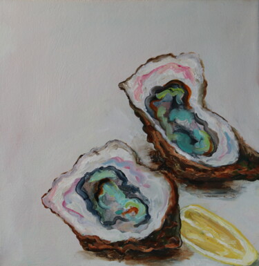 绘画 标题为“Oyster 1” 由Christa Riemann, 原创艺术品, 油 安装在木质担架架上