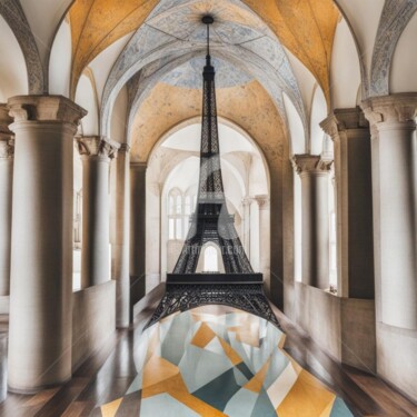 Arts numériques intitulée "Lamps, future Eiffe…" par Eduardo Vidal, Œuvre d'art originale, Peinture numérique