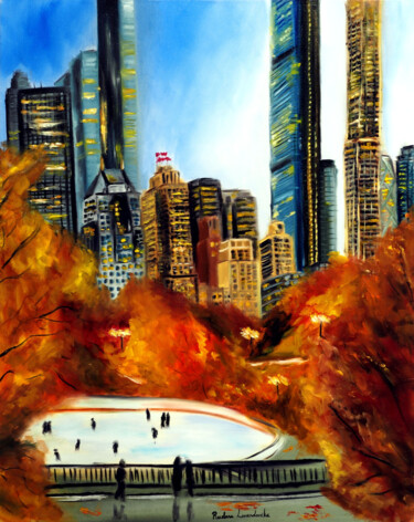 New York City Central Park in Autumn Pittura intitolato "New York City Centr…" da Ruslana Levandovska, Opera d'arte originale, Olio Montato su Telaio per barella…