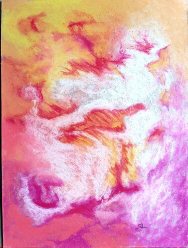 Abstrait Rose Blanc 绘画 标题为“Abstrait Rose Blanc” 由Sandrine Lefebvre, 原创艺术品, 粉彩