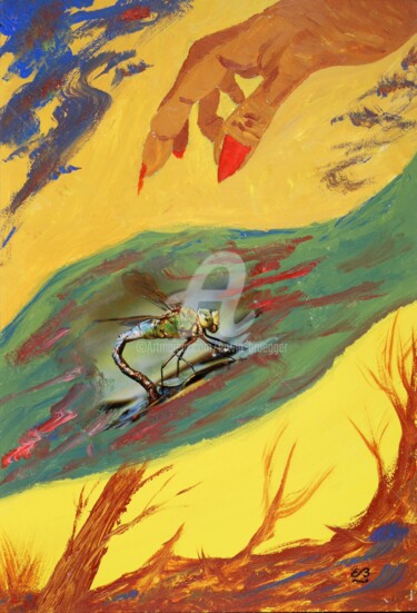 Painting titled "In the forest" by Erwin Bruegger, Original Artwork, Acrylic Mounted on Wood Panel
