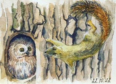 绘画 标题为“Who is there?” 由Margarita Gladilina, 原创艺术品, 水彩