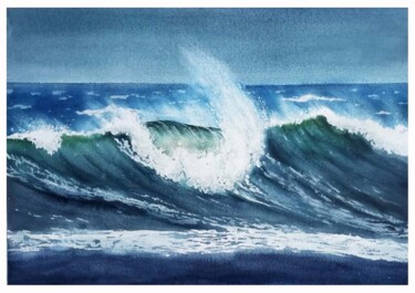 Wave in dynamics Painting titled "Wave in dynamics" by Hanna Samoilenko, Original Artwork, Watercolor