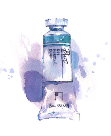 "Horizon blue" series "Portraits of Things" 绘画 标题为“"Horizon blue" seri…” 由Ksenia Selianko, 原创艺术品, 水彩