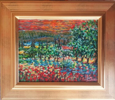 Peinture intitulée "Soleils rouges" par Jean-Pierre Loubinoux, Œuvre d'art originale, Acrylique Monté sur Carton