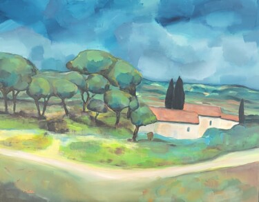 Painting titled "Ma Provence Sereine" by Florence Trottoli, Original Artwork, Acrylic