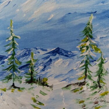 Painting titled "Coucouron en hiver" by Roberto Urbano, Original Artwork, Acrylic Mounted on Wood Stretcher frame