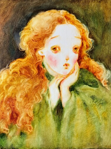 绘画 标题为“Green plaid” 由Isolde Pavlovskaya, 原创艺术品, 油 安装在纸板上