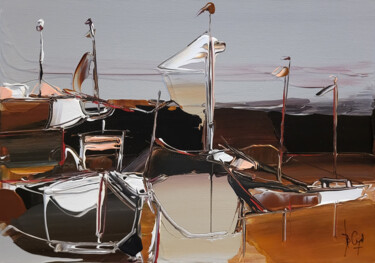 Painting titled "L'observatoire de l…" by Muriel Cayet, Original Artwork, Acrylic Mounted on Cardboard