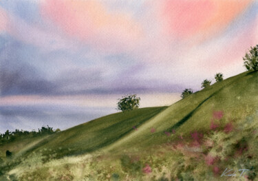 A peaceful evening Painting titled "A peaceful evening" by Tetiana Koda, Original Artwork, Watercolor