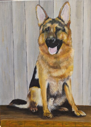 Peinture intitulée "Berger allemand" par Philippe Klak, Œuvre d'art originale, Acrylique