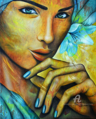 Peinture intitulée "Jeteuse de sort" par Jeannette Guichard-Bunel, Œuvre d'art originale, Huile